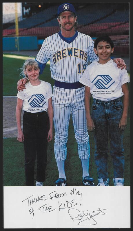 Robin Yount Boys & Girls Club postcard, 1990