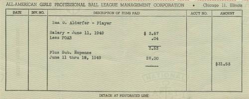 Ima G. Alderfer Paycheck stub, 1949 June 11