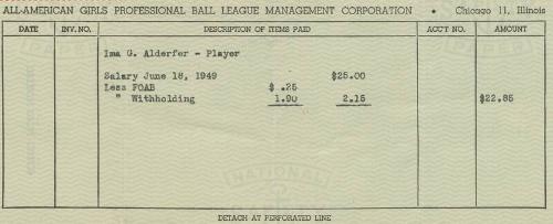 Ima G. Alderfer Paycheck stub, 1949 June 18