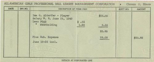 Ima G. Alderfer Paycheck stub, 1949 June 25