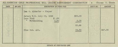 Ima G. Alderfer Paycheck stub, 1949 July 23