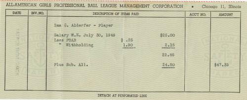 Ima G. Alderfer Paycheck stub, 1949 July 30