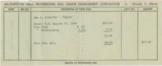 Ima G. Alderfer Paycheck stub, 1949 August 27