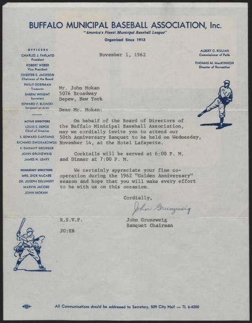 Letter from John Grunzweig to John Mokan, 1962 November 01