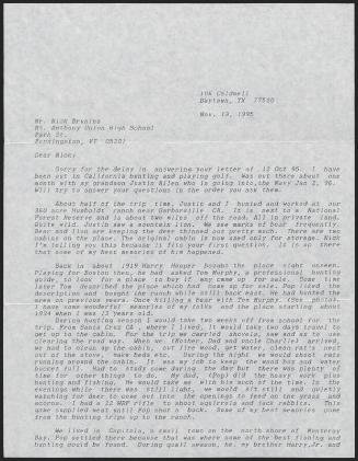 Letter John Hooper to Nick Brunina, 1995 November 13