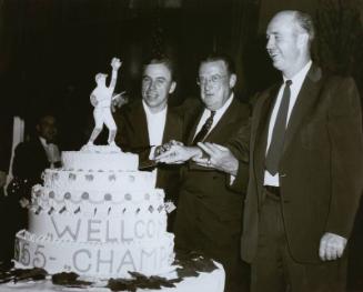 Walter O'Malley, Pee Wee Reese and and Walter Alston photograph, 1955 October 26