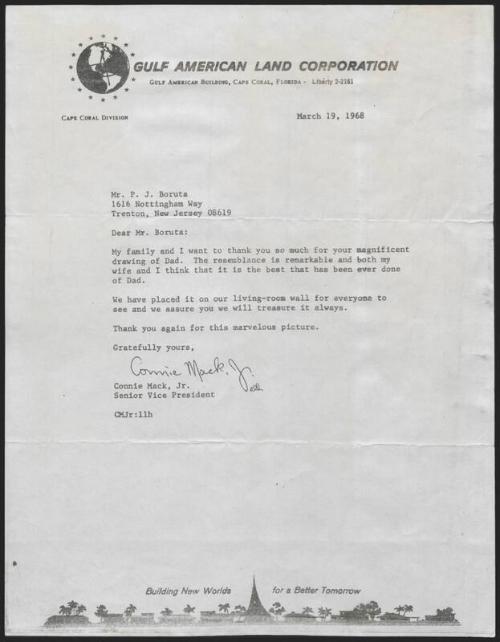 Letter from Connie Mack, Jr. to P. J. Boruta, 1968 March 19