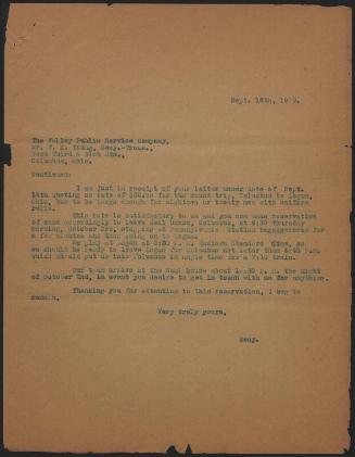 Letter from S. E. Watters to F. K. Young, 1929 September 15