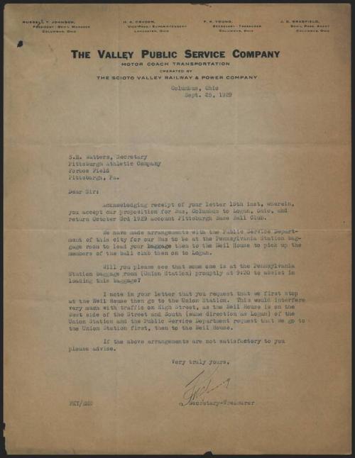 Letter from F. K. Young to S. E. Watters, 1929 September 25