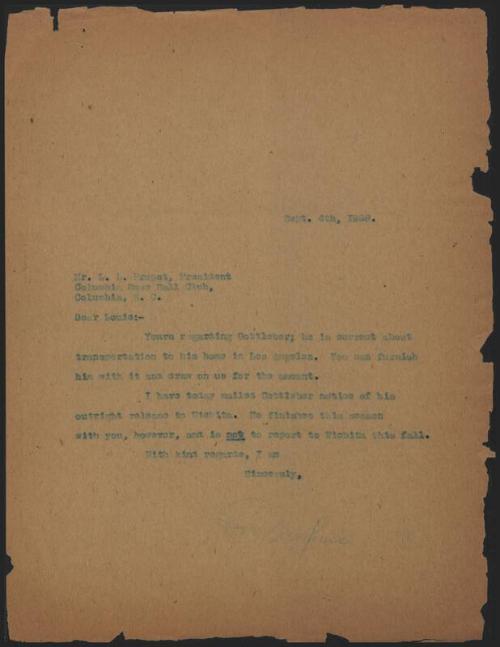 Letter from Samuel Dreyfuss to Louis Propst, 1928 September 04