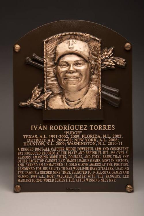 Ivan Rodriguez Hall of Fame induction plaque